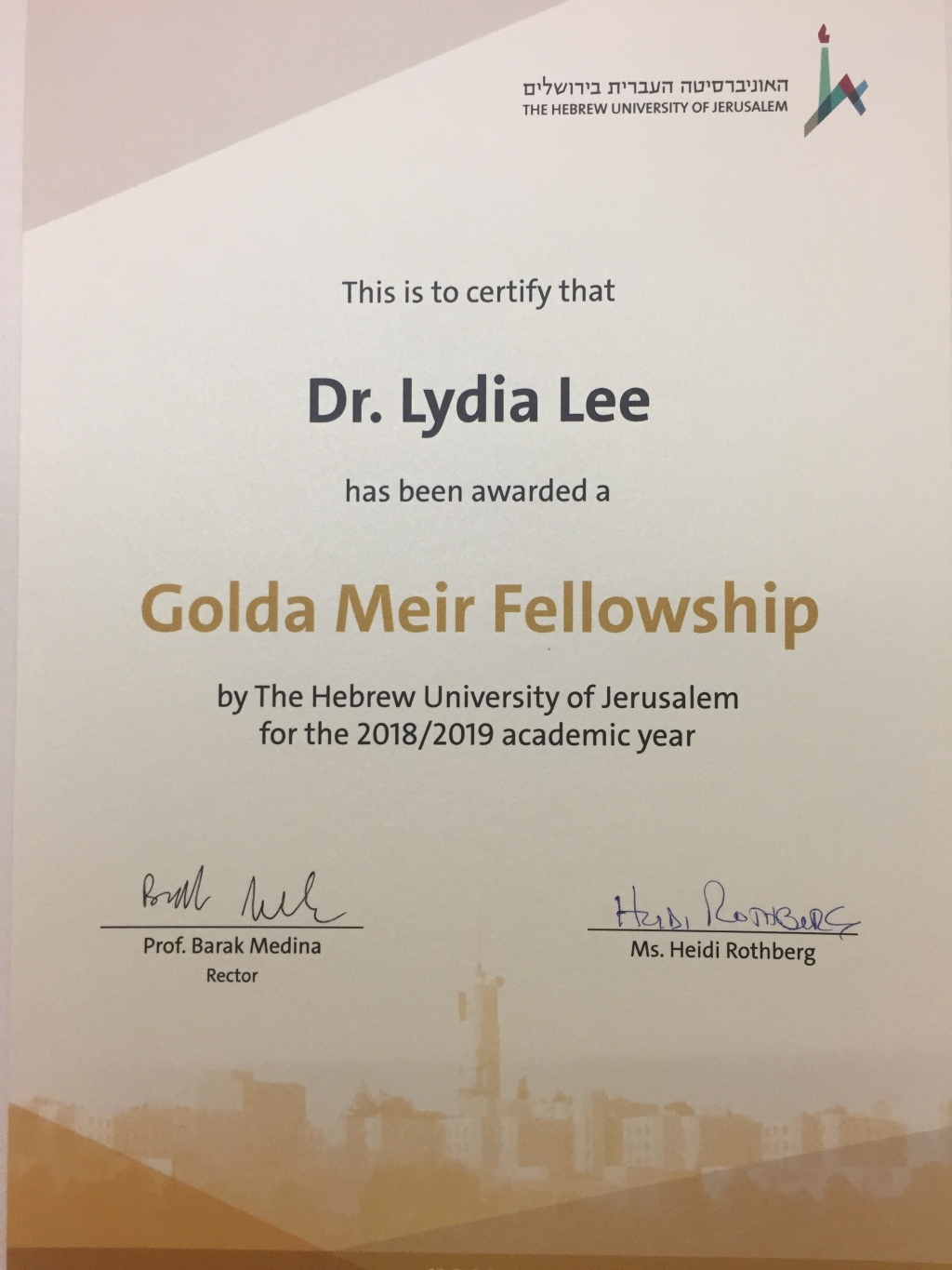 Israel: The 2019 Golda Meir Fellowship Ceremony
